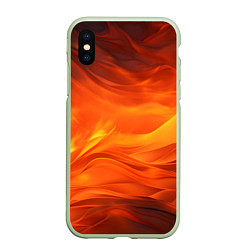 Чехол iPhone XS Max матовый Яркий огонь, цвет: 3D-салатовый