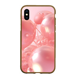 Чехол iPhone XS Max матовый Розовые шары, цвет: 3D-коричневый