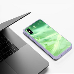 Чехол iPhone XS Max матовый Зеленая вода с пузырями, цвет: 3D-светло-сиреневый — фото 2