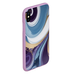 Чехол iPhone XS Max матовый Абстрактный волнистый узор фиолетовый с голубым, цвет: 3D-сиреневый — фото 2