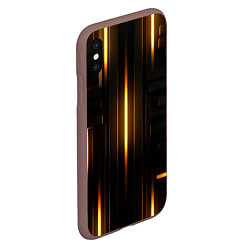 Чехол iPhone XS Max матовый Неоновый узор черное золото стене, цвет: 3D-коричневый — фото 2