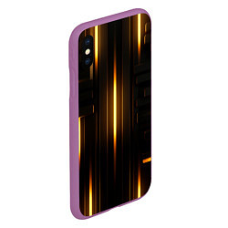 Чехол iPhone XS Max матовый Неоновый узор черное золото стене, цвет: 3D-фиолетовый — фото 2