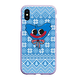 Чехол iPhone XS Max матовый Huggy Wuggy christmas sweater, цвет: 3D-светло-сиреневый