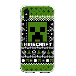 Чехол iPhone XS Max матовый Minecraft christmas sweater, цвет: 3D-белый