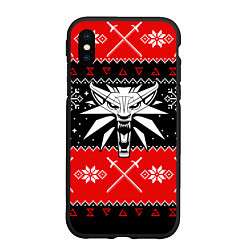 Чехол iPhone XS Max матовый The Witcher christmas sweater, цвет: 3D-черный