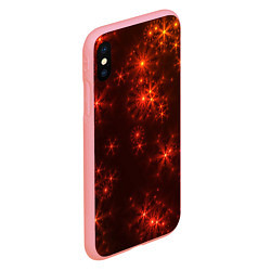 Чехол iPhone XS Max матовый Абстрактные светящиеся красно оранжевые снежинки, цвет: 3D-баблгам — фото 2