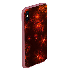 Чехол iPhone XS Max матовый Абстрактные светящиеся красно оранжевые снежинки, цвет: 3D-малиновый — фото 2