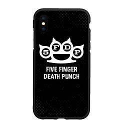 Чехол iPhone XS Max матовый Five Finger Death Punch glitch на темном фоне, цвет: 3D-черный