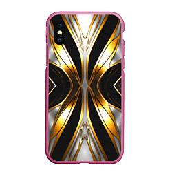 Чехол iPhone XS Max матовый Неоновый узор стальная бабочка, цвет: 3D-малиновый