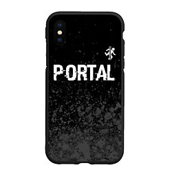 Чехол iPhone XS Max матовый Portal glitch на темном фоне посередине