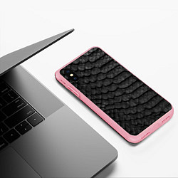 Чехол iPhone XS Max матовый Черная кожа рептилии, цвет: 3D-баблгам — фото 2