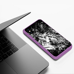 Чехол iPhone XS Max матовый Зимний лес узоры, цвет: 3D-фиолетовый — фото 2