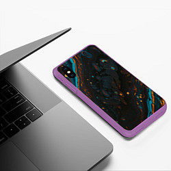 Чехол iPhone XS Max матовый Разводы на нефтяной луже, цвет: 3D-фиолетовый — фото 2