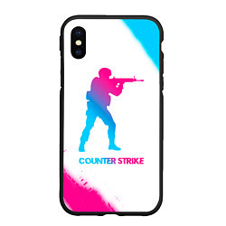 Чехол iPhone XS Max матовый Counter Strike neon gradient style, цвет: 3D-черный