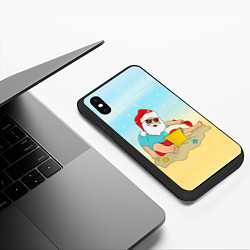 Чехол iPhone XS Max матовый Дед Мороз на море, цвет: 3D-черный — фото 2