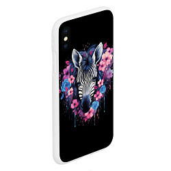 Чехол iPhone XS Max матовый Портрет зебры в цветах, цвет: 3D-белый — фото 2
