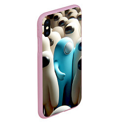 Чехол iPhone XS Max матовый Among us - ai art - video game, цвет: 3D-розовый — фото 2