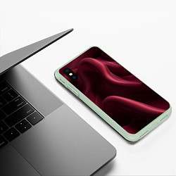 Чехол iPhone XS Max матовый Бордовый шелк, цвет: 3D-салатовый — фото 2