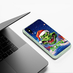 Чехол iPhone XS Max матовый Милый зеленый дракончик, цвет: 3D-салатовый — фото 2