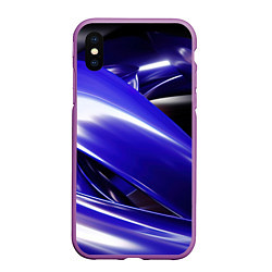 Чехол iPhone XS Max матовый Blue black abstract, цвет: 3D-фиолетовый