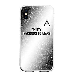 Чехол iPhone XS Max матовый Thirty Seconds to Mars glitch на светлом фоне посе