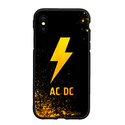 Чехол iPhone XS Max матовый AC DC - gold gradient, цвет: 3D-черный