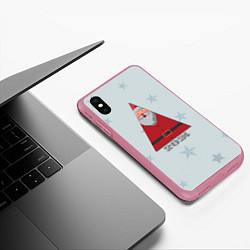 Чехол iPhone XS Max матовый Санта 2024, цвет: 3D-малиновый — фото 2