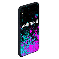 Чехол iPhone XS Max матовый Дмитрий и неоновый герб России посередине, цвет: 3D-черный — фото 2