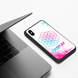 Чехол iPhone XS Max матовый Coldplay neon gradient style, цвет: 3D-черный — фото 2