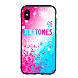 Чехол iPhone XS Max матовый Deftones neon gradient style посередине, цвет: 3D-черный