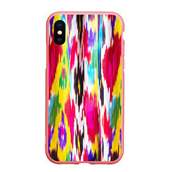 Чехол iPhone XS Max матовый Атласная ткань узбекского народа - икат, цвет: 3D-баблгам