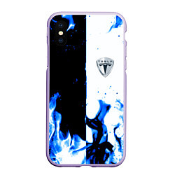 Чехол iPhone XS Max матовый Tesla Elon Mask fire, цвет: 3D-светло-сиреневый