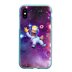 Чехол iPhone XS Max матовый Homer Simpson in space - ai art, цвет: 3D-мятный