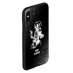 Чехол iPhone XS Max матовый Iron Maiden glitch на темном фоне, цвет: 3D-черный — фото 2