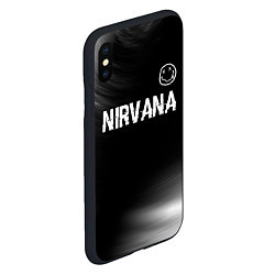 Чехол iPhone XS Max матовый Nirvana glitch на темном фоне посередине, цвет: 3D-черный — фото 2