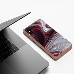 Чехол iPhone XS Max матовый Бело-розовая краска, цвет: 3D-коричневый — фото 2