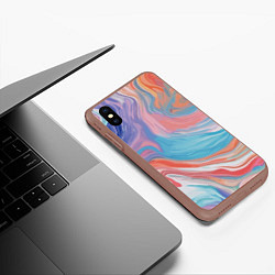 Чехол iPhone XS Max матовый Цветной вихрь, цвет: 3D-коричневый — фото 2