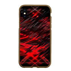 Чехол iPhone XS Max матовый Черно красные текстуры, цвет: 3D-коричневый