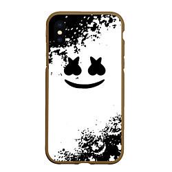 Чехол iPhone XS Max матовый Marshmello dj краски, цвет: 3D-коричневый