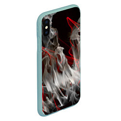 Чехол iPhone XS Max матовый Дым и красные узоры, цвет: 3D-мятный — фото 2