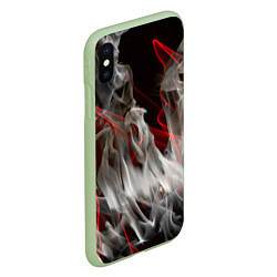 Чехол iPhone XS Max матовый Дым и красные узоры, цвет: 3D-салатовый — фото 2