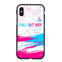 Чехол iPhone XS Max матовый Fall Out Boy neon gradient style посередине, цвет: 3D-черный