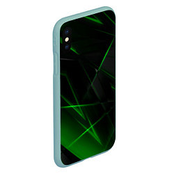 Чехол iPhone XS Max матовый Зелёные узоры текстура, цвет: 3D-мятный — фото 2