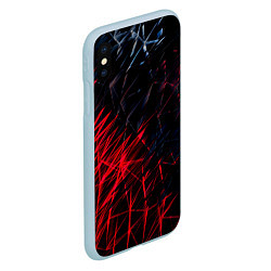 Чехол iPhone XS Max матовый Красно чёрные узоры, цвет: 3D-голубой — фото 2
