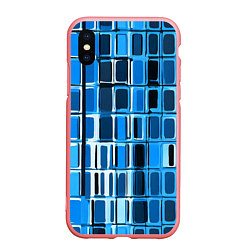 Чехол iPhone XS Max матовый Синие прямоугольники, цвет: 3D-баблгам