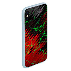 Чехол iPhone XS Max матовый Зелёные трещины узоры, цвет: 3D-голубой — фото 2