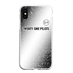 Чехол iPhone XS Max матовый Twenty One Pilots glitch на светлом фоне посередин