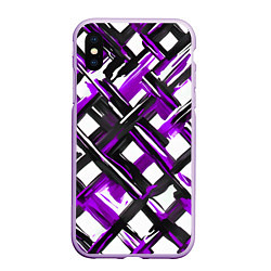 Чехол iPhone XS Max матовый Фиолетовые и чёрные мазки, цвет: 3D-сиреневый