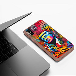 Чехол iPhone XS Max матовый Дональд Трамп - граффити - нейросеть, цвет: 3D-коричневый — фото 2