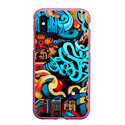 Чехол iPhone XS Max матовый Abstract graffiti - ai art, цвет: 3D-малиновый